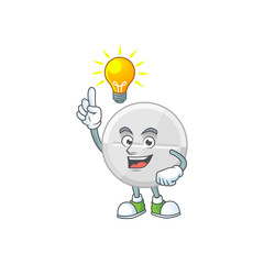 Sticker - A genius white pills mascot character design have an idea