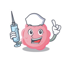 Wall Mural - A nice nurse of anaplasma phagocytophilum mascot design concept with a syringe