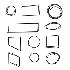 Wall Mural - hand drawn circle and square frame collection illustration with doodle style vector isolated