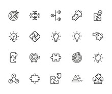 Set Of Idea Related Vector Line Icons.