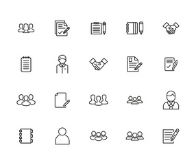 Poster - Big set of human resources line icons.