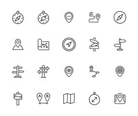 Sticker - maps line icons set.