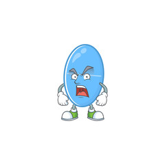 Sticker - Blue capsule cartoon character design with mad face