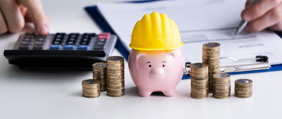 Sticker - Piggybank With Hardhat Near Coins