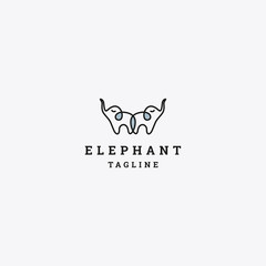 Poster - Vector linear logo design template - elephant emblem - abstract animals and symbol