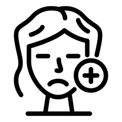 Poster - female face and plus sign icon. outline female face and plus sign vector icon for web design isolate