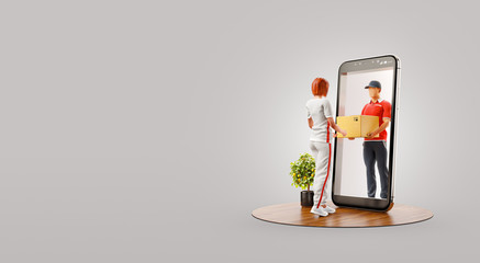Unusual 3d illustration smart phone application