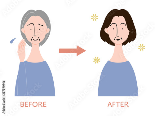 ヘアスタイルによる見た目の変化 シニア女性 Stock Illustration Adobe Stock