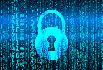 closed padlock on digital background, cyber security