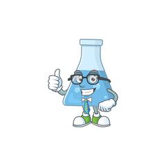 Poster - Cartoon character design of blue chemical bottle successful businessman