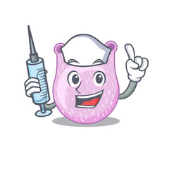 Sticker - A nice nurse of viridans streptococci mascot design concept with a syringe