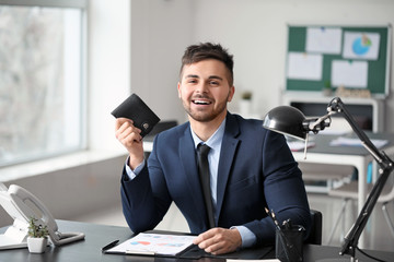 Poster - Businessman with purse in office