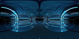 Fototapeta  - High resolution HDRI panoramic view of dark spaceship interior. 360 panorama reflection mapping of a futuristic spacecraft room 3D rendering