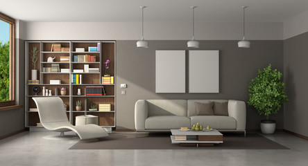 Sticker - Modern living room with sofa and chaise lounge