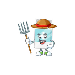 Wall Mural - Mascot design style of Farmer supplement bottle with hat and pitchfork