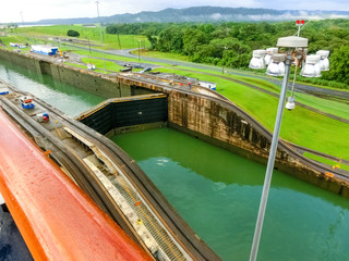 Wall Mural - View of Panama Canal from cruise ship