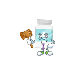 Canvas Print - Charismatic Judge supplement bottle cartoon character design with glasses