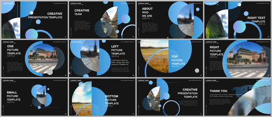 Canvas Print - Presentation design vector templates, multipurpose template for presentation slide, flyer, brochure cover design, infographic report. Simple design background with circles, geometric round shapes.