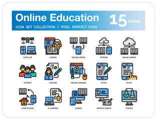 Online Education icons for web design, book, ads, app, project etc.