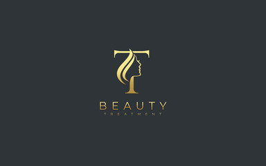 Wall Mural - Letter T Beauty Face Logo Design