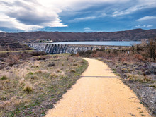 Hiking Trail On A Gravel Track Around The Ullíbarri-Gamboa Reservoir Near Vitoria-Gasteiz, Alava, Basque Country, Spain