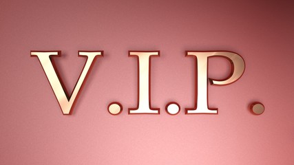 Poster - V.I.P. - Very Important Person sign on red - pink background - 3D rendering illustration