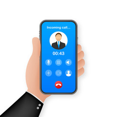 Poster - Smartphone with incoming call on display. Incoming call. Vector stock illustration.