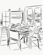 © ClaudioArnese - drawing of interior home Black and white