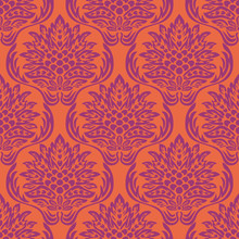 Damask Seamless Flower Pattern. Ancient Pattern Ornament In Vector. Wallpaper, Fabric, Or Interior Decoration In Vector