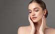 © edwardderule - Beautiful young woman with clean fresh skin on face . Girl facial  treatment   . Cosmetology , beauty  and spa .
