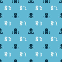 Poster - Set Robot and digital time manager and Industrial machine robotic robot arm hand on seamless pattern. Vector
