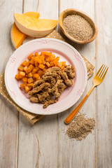 Canvas Print - breaded chicken with roasted pumpkin