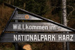 Nationalpark Harz Schild