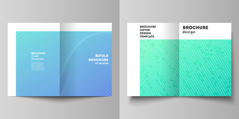 Poster - Vector layout of two A4 format modern cover mockups design templates for bifold brochure, magazine, flyer, booklet, annual report. Abstract geometric pattern with colorful gradient business background
