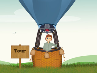 Wall Mural - illustration of hot air balloon tour