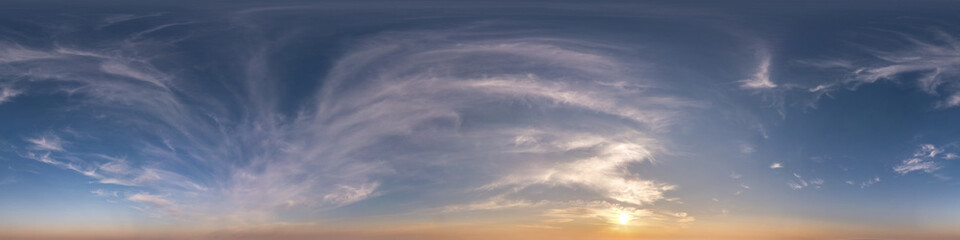 Wall Mural - dark blue sky before sunset with beautiful awesome clouds. seamless hdri panorama 360 degrees angle 