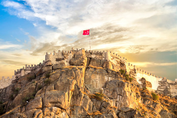 Wall Mural - ancient historic castle in Afyon Karahisar, Turkey