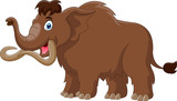 Fototapeta Dinusie - Cartoon mammoth walking cute happy
