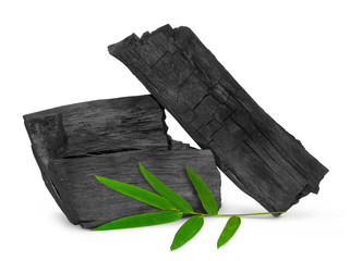 Wall Mural - Natural wood charcoal isolated on white background