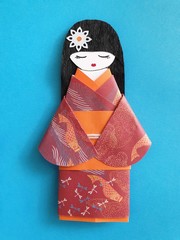 Wall Mural - Japanese doll in a red dress