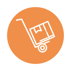 Poster - trolley of boxes block and flat style icon