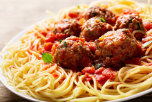 Plate Of Pasta With Meatballs