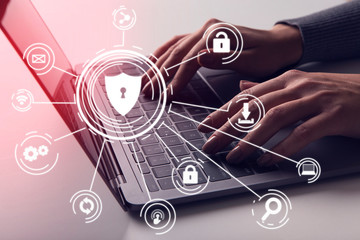 Leinwandbilder - Hacker attack and data breach, cyber background with lock