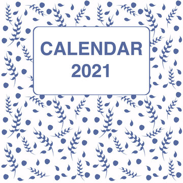 Design calendar 2021 year in trendy ornamental style. Stationery planner template. Vector illustration. Week starts on Monday. Set of 12 months. Made in blue and white colors