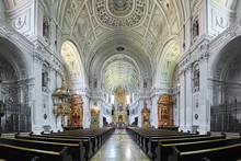 Interior Of St. Michael's Church (Michaelskirche) In Munich, Germany. The Church Was Built By William V, Duke Of Bavaria In 1583-1597. It Is The Largest Renaissance Church North Of The Alps.