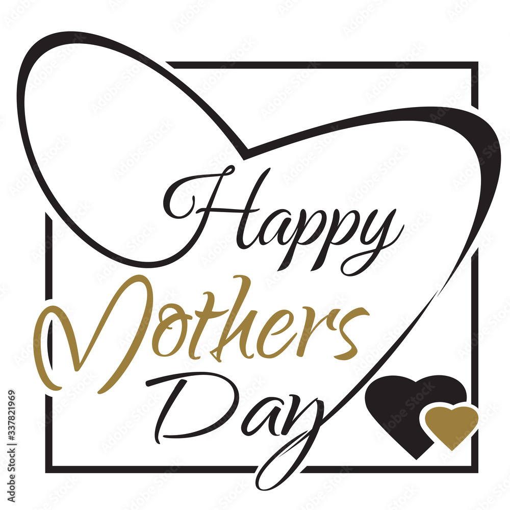 Mother Lettering Gold Happy Mothers Day. Typographic design. Vector black and gold lettering ...