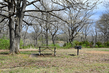 Sticker - Picnic Table and Barbeque Grill in a Park