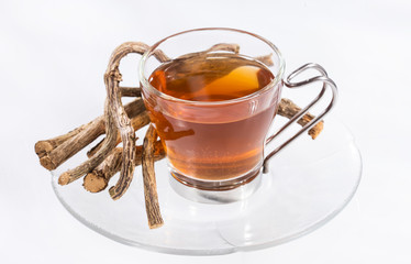 Poster - Stems and tea of medicinal valerian - Valeriana officinalis