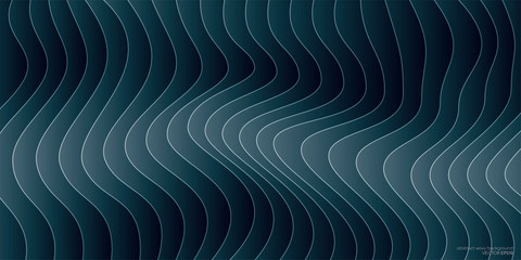 Aufkleber - Abstract curved lines wave pattern overlay in dark teal blue green colors for vector background, banner.