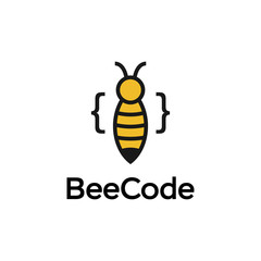 Bee Code Honey Coding Modern  Logo Design Business Program Company